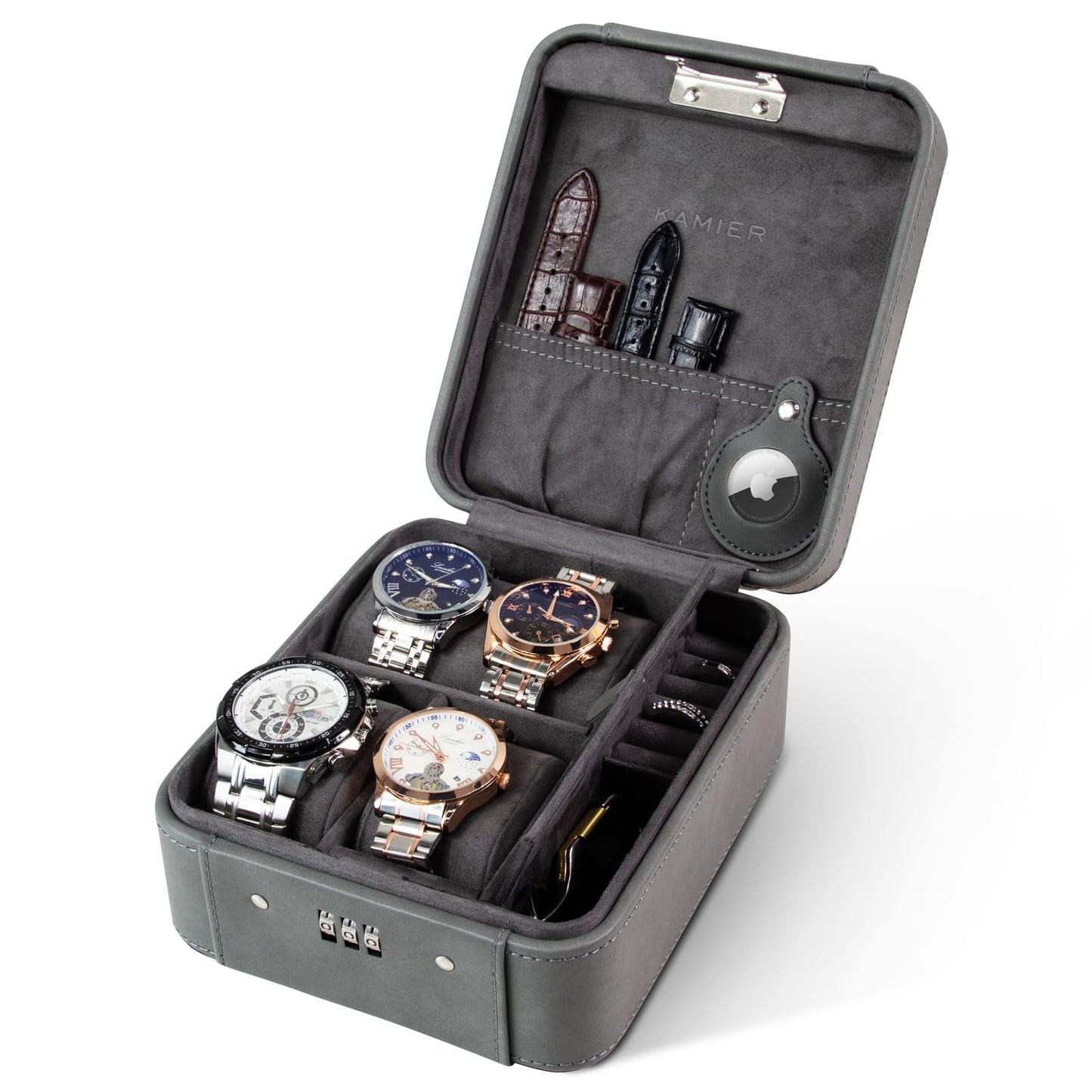 KAMIER Watch Case – 4-Slot Organizer with Lock