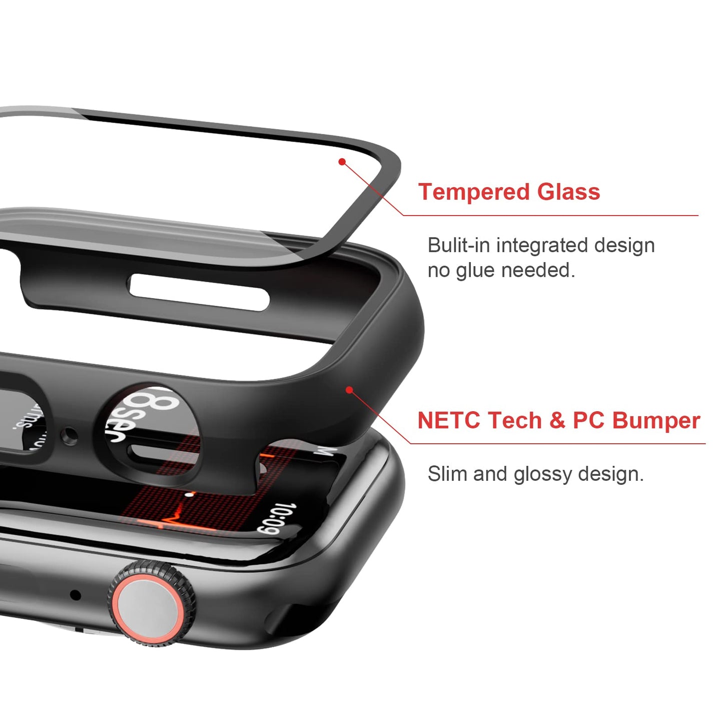 2-Pack Apple Watch Case with Tempered Glass – Full Coverage Protection