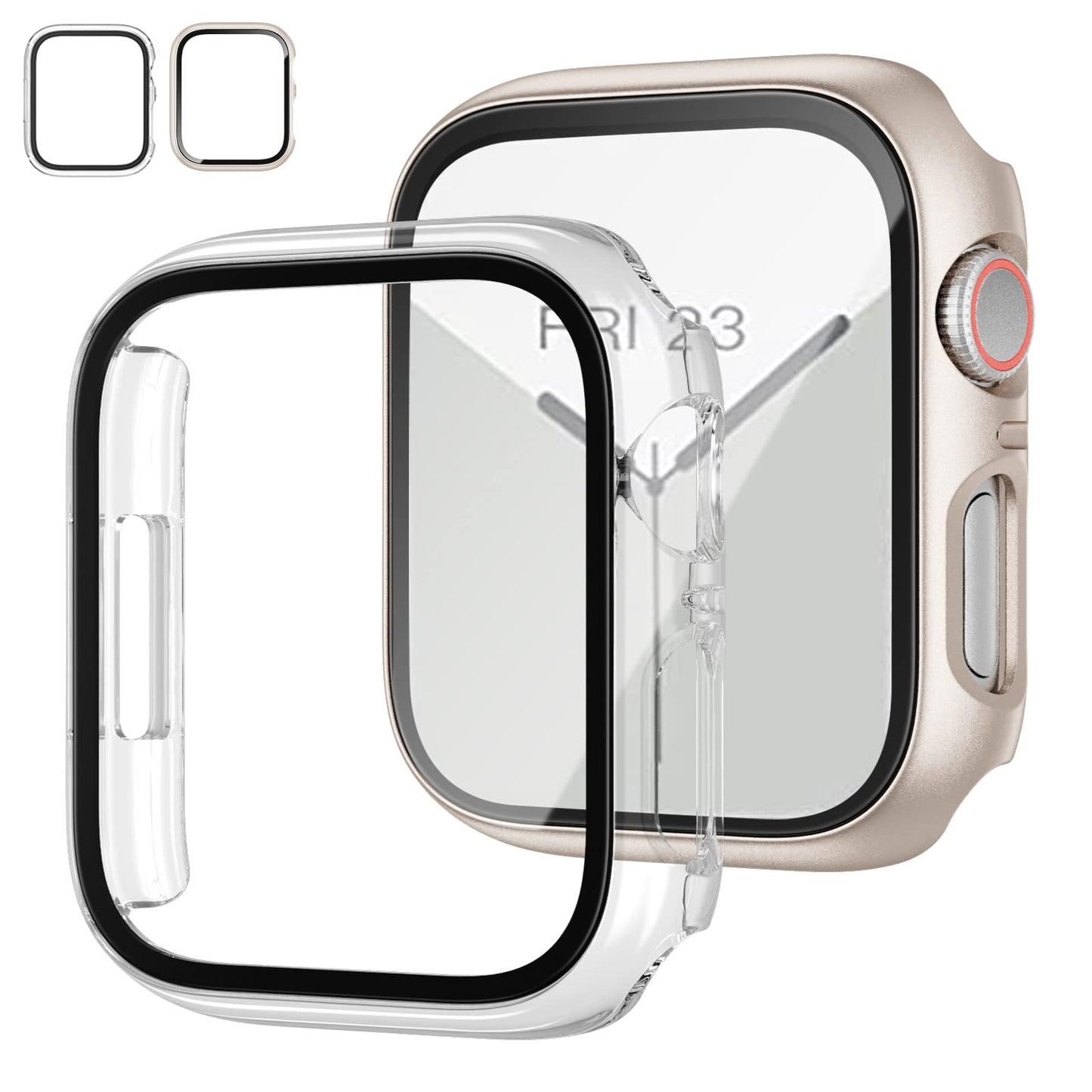 2-Pack Apple Watch Case with Tempered Glass – Full Coverage Protection