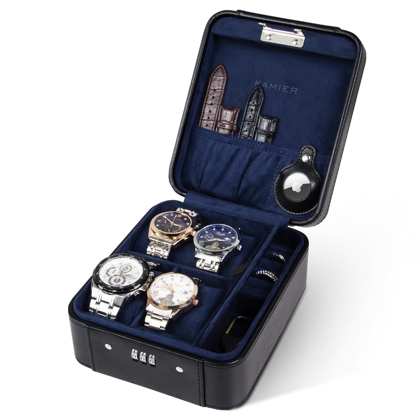 KAMIER Watch Case – 4-Slot Organizer with Lock