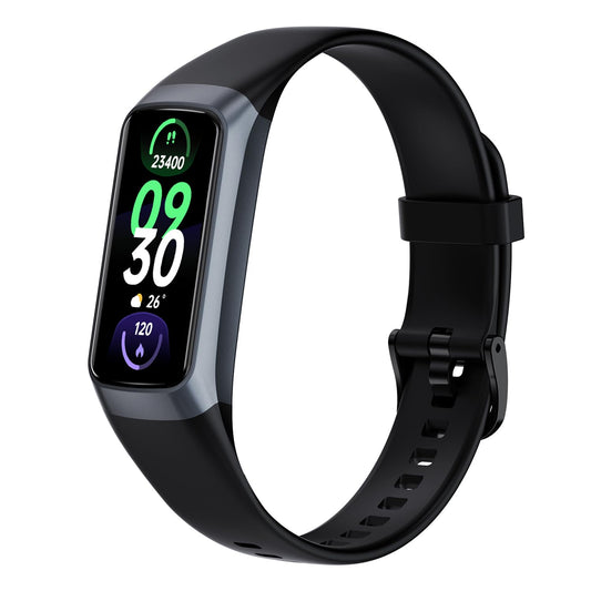 1.10” AMOLED Fitness Tracker – Heart Rate & SpO₂ Monitor (Black)