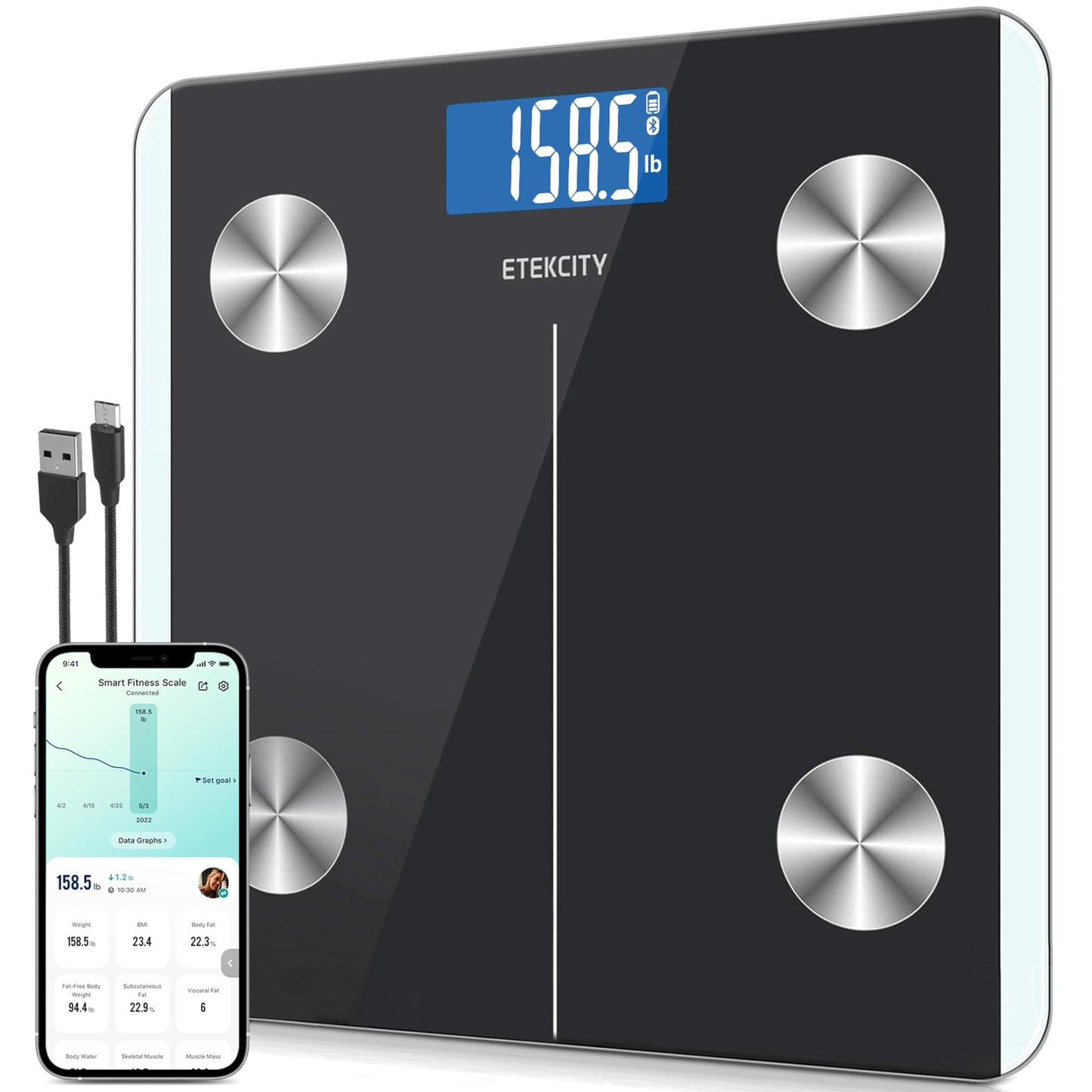 Etekcity Smart Scale – Digital Body Weight & BMI Bathroom Scale