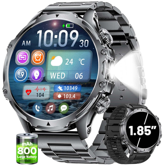 SUNKTA 1.85” Smartwatch – Long Battery Fitness Tracke