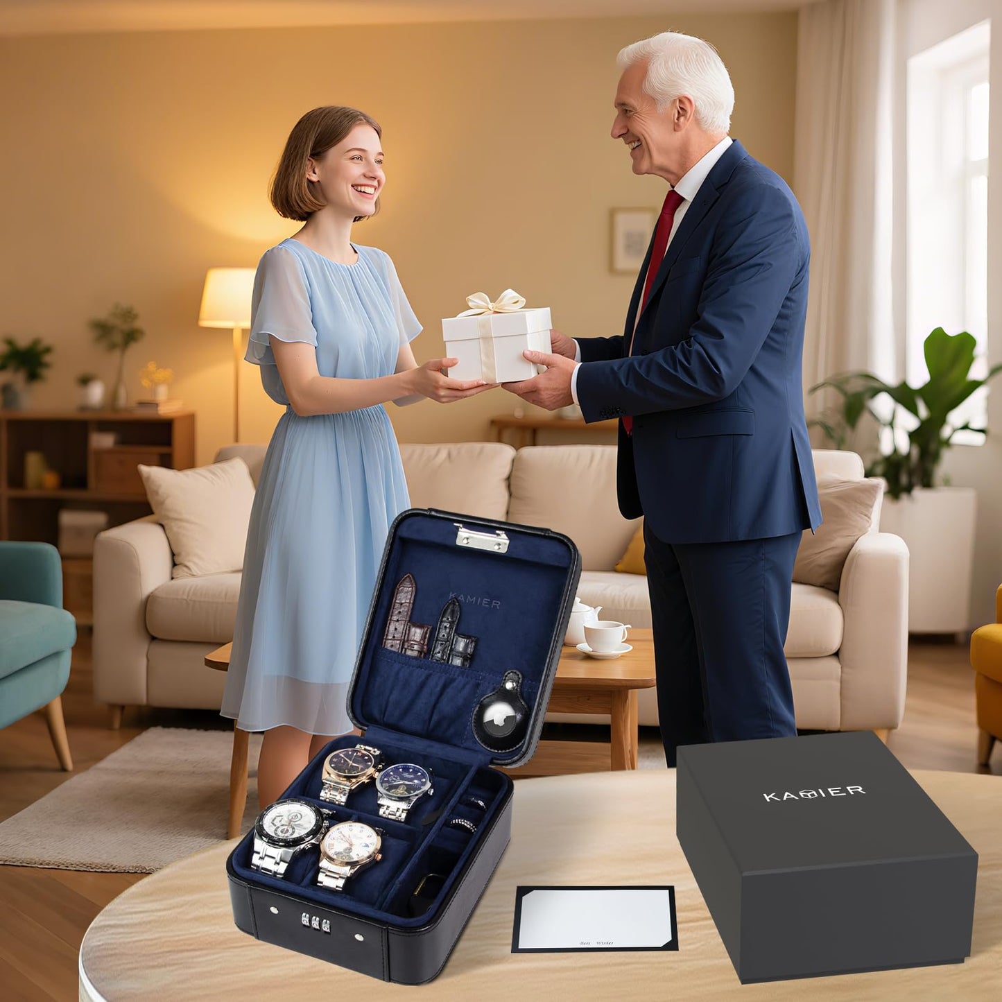 KAMIER Watch Case – 4-Slot Organizer with Lock