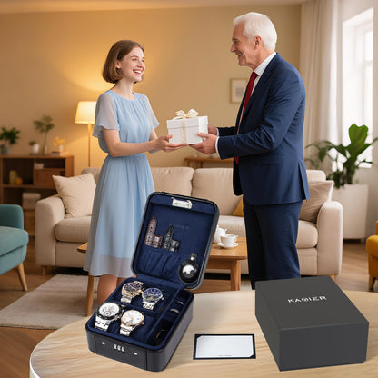 KAMIER Watch Case – 4-Slot Organizer with Lock