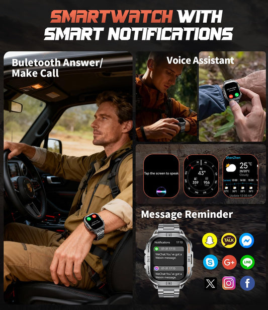 SUNKTA GPS Smartwatch – 2.13” Rugged Fitness Watch