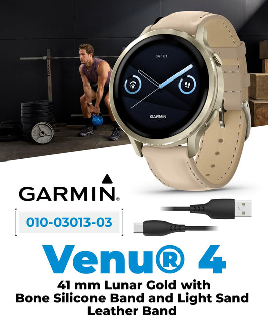 Garmin Venu 4 AMOLED Smartwatch – GPS Fitness Bundle