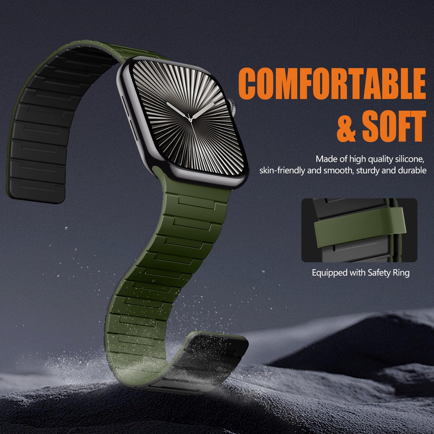 SNBLK Magnetic Silicone Band – Apple Watch Compatible Strap