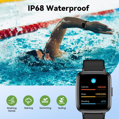 LIVIKEY Fitness Tracker Watch with Heart Rate Monitor, Activity Tracker with Pedometer, Sleep Monitor, Calories & Step Counter, IP68 Waterproof Smart Watches for Women Men Fitness Watch for Sports
