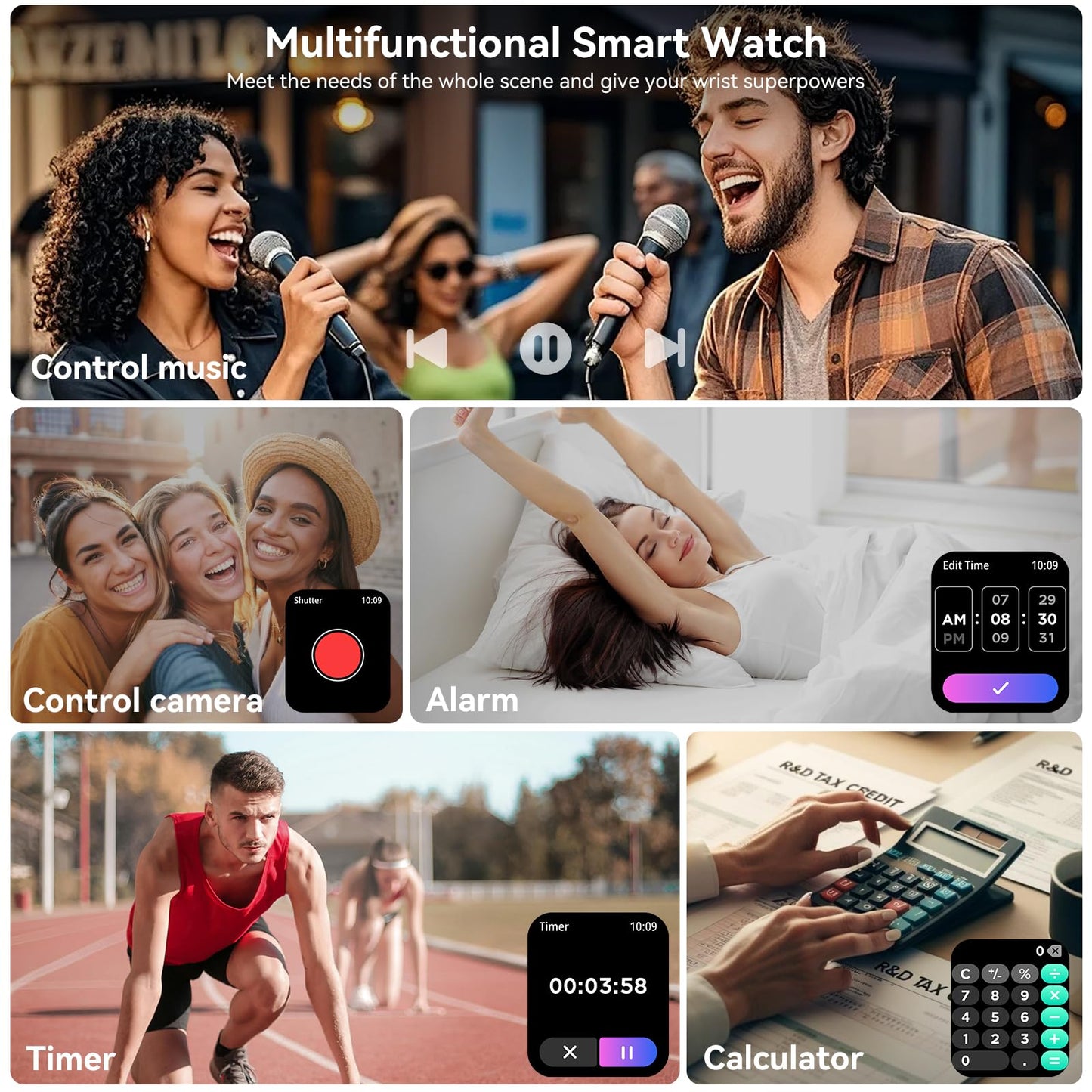 Jacoosa Smart Watches for Men, 1.83" HD Touchsreen, Bluetooth Calling, 5 ATM Water-Resistance, 130+ Sports Modes, Health, Fitness & Sleep Tracker, Timer, Pedometer, Fitness Watch for Android/iOS