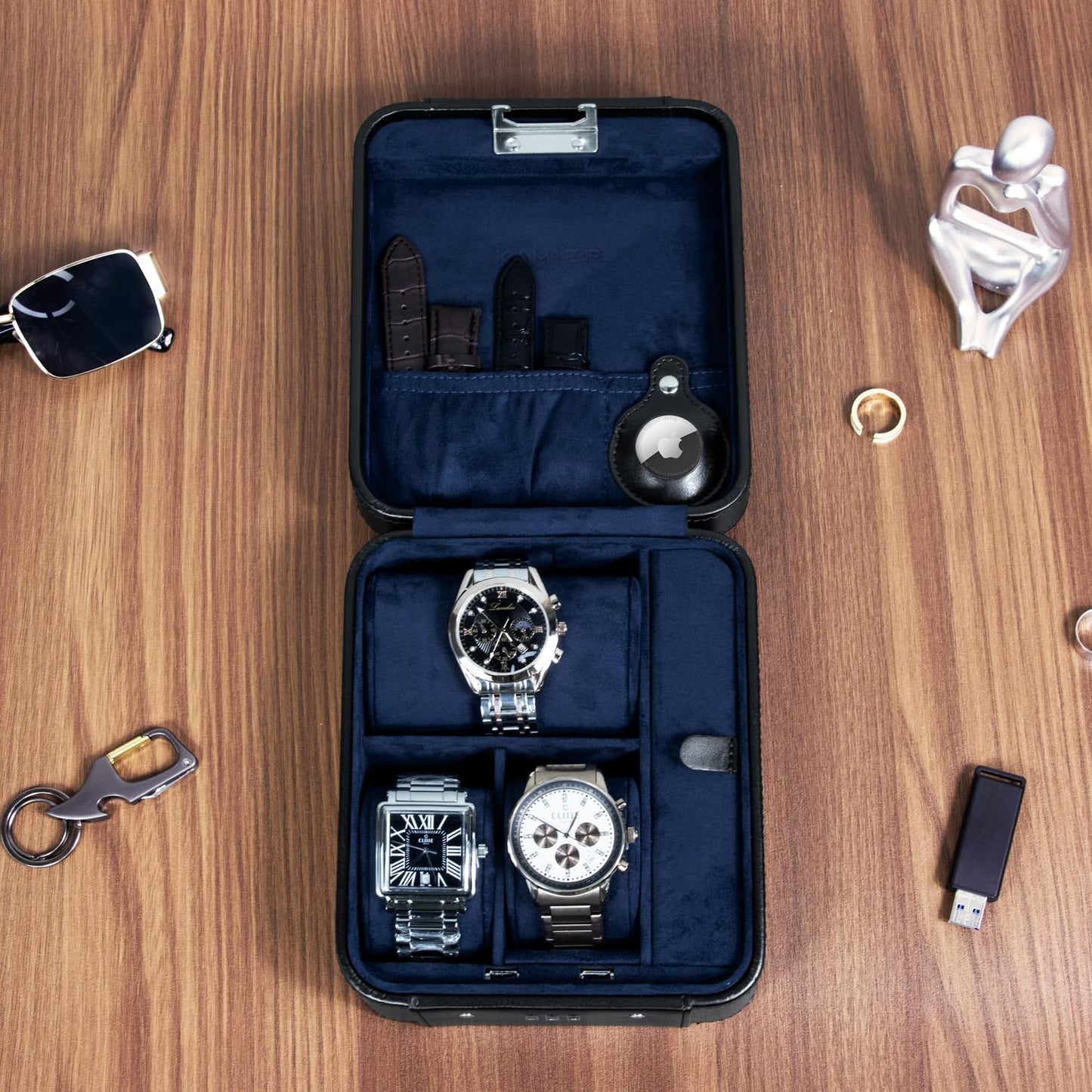 KAMIER Watch Case – 4-Slot Organizer with Lock